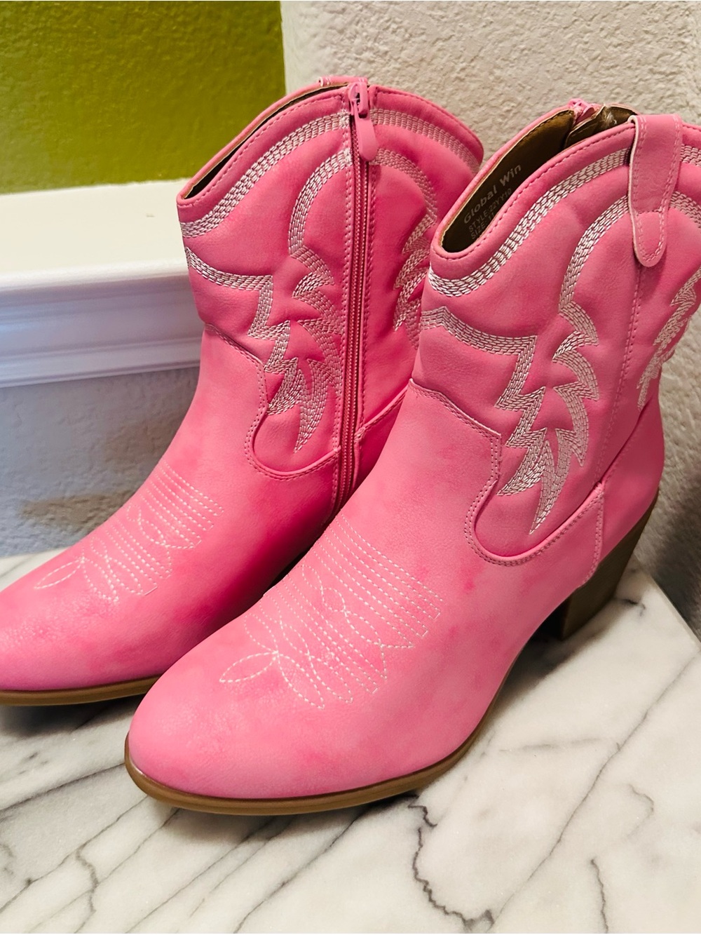 Pink Western-Inspired Ankle Booties